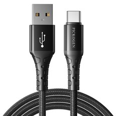 PICKOGEN 皮克全 FastFlex系列 USB-A-Type-C 快充線/充電傳輸編織線, 黑色, 1個, 200cm