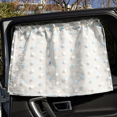 창안애 자수패치 차량용 햇빛가리개 커튼 RF, 프릴블루, 1개