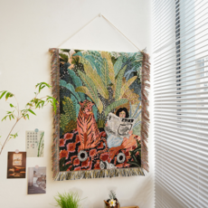 은희마법 인테리어 겨울용 태피스트리 + 거치봉 세트, 타이거