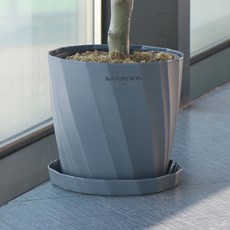 natureahn 防過濕花盆 + 託盤組, 1個, 灰色