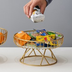 居家裝飾鐵製托盤零食籃, 1個, 白色