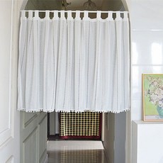 지앤와이 펀칭 디자인 폼폼 가리개 도어커튼 멜빵형