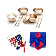 GEO CHANG YUGI 荷葉橘子修剪套組 kgt-22-1, 金子, 荷葉餐具 2p + 碗 2p + 勺子 2p + 擦洗器