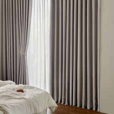 PRIELLE Grove 遮光四季穿孔式遮光窗簾 + 磁吸式綁帶組, 石灰色