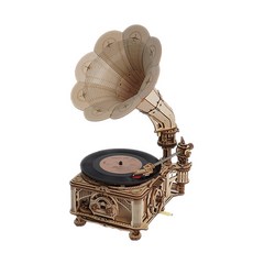 Robotime 木質經典留聲機微型 DIY 套件 LKB01, 混色