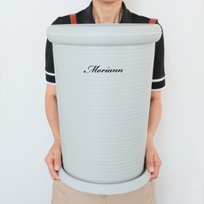 MORIANN 圓邊塑膠花盆 + 底盤套組 3040, 1套, 灰色