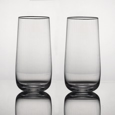 J Table金色環紋波浪玻璃杯 L 520ml, 2個, 高球