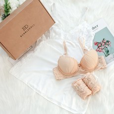 GLAM GONGGAM Portman 女性胸罩 + 內褲 2件組 + Montmartre 白色襯裙 + 禮盒組