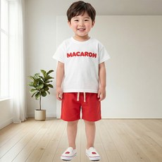 KIDSCOMO 兒童馬卡龍短袖上下裝套組
