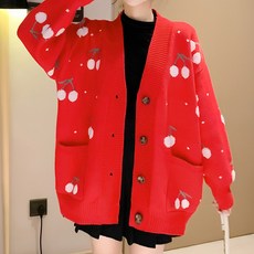 루나글램 임산부 걸즈 체리 패턴 가디건