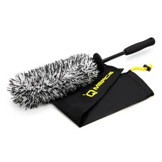 QMERCE 車用輪框清潔刷 45cm+收納袋, 1套, 黑+白+黃（刷）