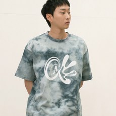 카멜워크 남성용 통기성 로고 타이다이 반팔 면 오버핏 티셔츠