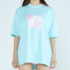 soleil 女款寬鬆可愛夏季短袖T恤 + 高腰浪漫抓皺泳褲防曬衣套裝