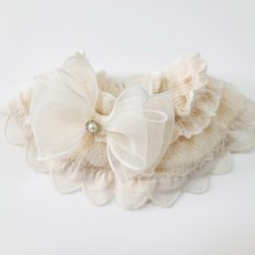 Dog Mom 狗狗針織三層蝴蝶結披肩, 奶油米色, 1個