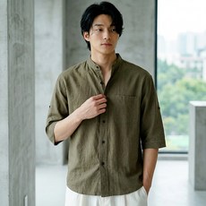 맨즈건 남성용 큐리 차이나카라 롤업 7부 셔츠 10333