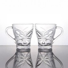 프렌치마르스 커다란 나비각인 유리 물컵 FM128, 투명, 2개