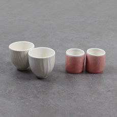 Dalsogum 驪州陶瓷酒杯 禮物 迷你燒酒杯 高粱酒杯 半一口杯 4入組, 1套, 大理石粉