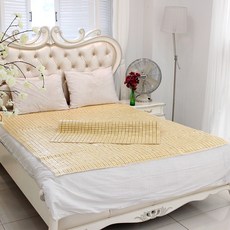 LEENDECO 頂級素面麻將涼蓆坐墊 4入, 竹色