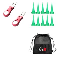 NAYASTYLE 高爾夫果嶺叉修補器 GFYP-38-3 2入 + HDPE 高爾夫短球梯 163-2PU 10入 + 收納袋套組, 混合色