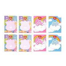 Care Bear LUCALAB 自黏便條紙 4款 x 2入組, 藍色天空 + 粉紅天空 + 分享熊 + 牢騷熊, 1套