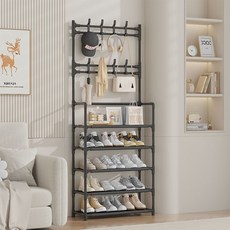 Evright 多用途玄關收納鞋架 60cm 5層, 黑色, 1個