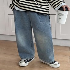 EYOUMONG 兒童氣球版型丹寧鬆緊帶大口袋長褲 E6S307