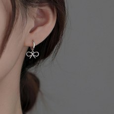 gelluna 女款基本款蝴蝶結結飾垂墜易扣式環狀耳環 P-508