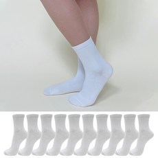 가파치 여성용 스포츠 논쿠션 무지 중목 양말 10켤레 세트, 화이트, 1세트
