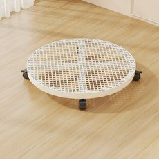 Masatu 鐵製移動式帶輪圓形花盆底座, 白色, 1個