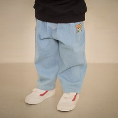 mollimelli 童款舒適熊熊單口袋牛仔褲