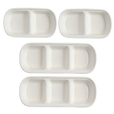 小菜分格盤 2格 2入+3格 2入組, 白色, 1組