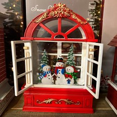 瑪西瑪莉格 聖誕窗戶音樂盒 21cm, 紅色迷你雪人, 21cm, 1個