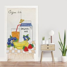 빈테리어 러블리 일러스트 양문형 파티션 커튼 + 봉