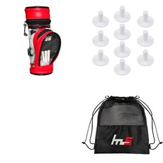 NAYASTYLE 高爾夫球袋 + TPE 高爾夫短球釘 10入 + 球袋套組 GFYP-133-2+168-3PU, 混合顏色