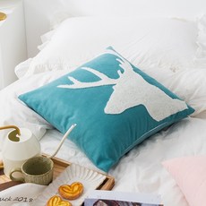 動物刺繡方形靠枕套