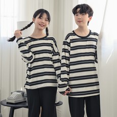 CocoDream 青少年 男女通用 學生 Tintin 雙條紋 長袖睡衣上下套裝