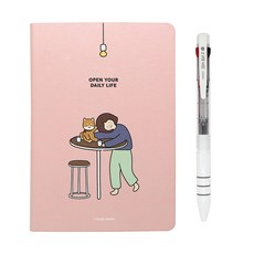 PINKFOOT Bori萬年日誌 + Slim ball 3色原子筆 隨機出貨組合, 粉紅色