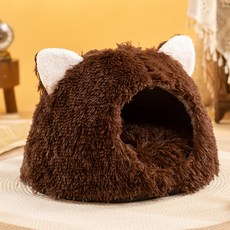 데이소이 고양이 복슬복슬 동굴 숨숨집, 브라운, 1개