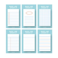 Monolike Sticky 自黏便條紙 基本系列 6件組, BLUE, 1套