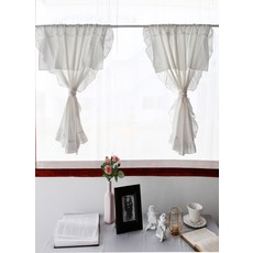 AMANTE 60 片 Asa 棉羅密歐褶邊平衡窗簾, 白色