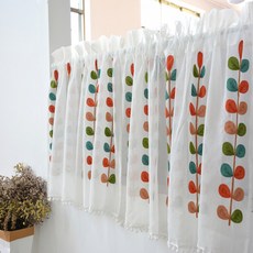 刺繡花邊造型窗簾, 彩葉