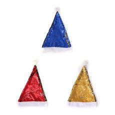 亮片Trot風格X-MAS聖誕老人派對帽3件組, 藍色, 黃色, 紅色, 1套