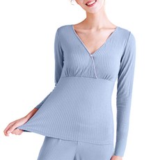 뿌뜨리아 임산부 원버튼 모달 브이넥 홈웨어 수유 상의