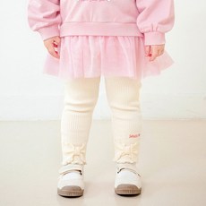 몰리멜리 여아용 로맨틱 리본 골지 레깅스