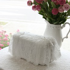 ANDCOTTON 燭光蕾絲面紙盒, 白色