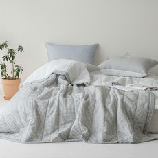 레시앙뜨 스노우 체크 양면 시어서커 여름이불 세트