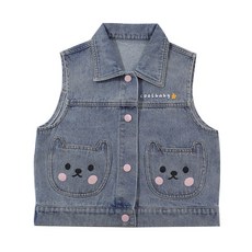 Bebeniz 女童小熊印花丹寧背心