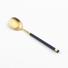 Bogen 兒童方形雙色餐具湯匙, 1個, 金色 + 藍色, 單品