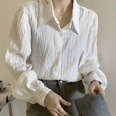 PEONIST 女性百褶抓皺雪紡衫