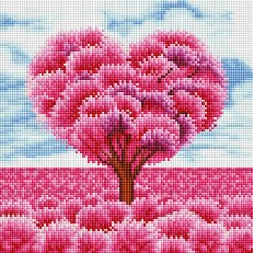 畫布型寶石十字繡DIY套組 40 x 40 cm, 粉紅樹, 1套